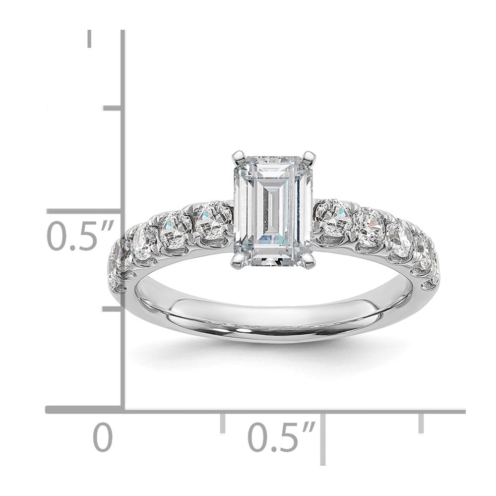14k White Gold Cert 1 3/4ct Lab Grown Dia VS+ F+ Emerald Comp Eng Ring