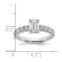 14k White Gold Cert 1 3/4ct Lab Grown Dia VS+ F+ Emerald Comp Eng Ring