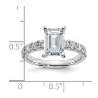 14k White Gold Cert 3 3/4ct Lab Grown Dia VS+ F+ Emerald Comp Eng Ring