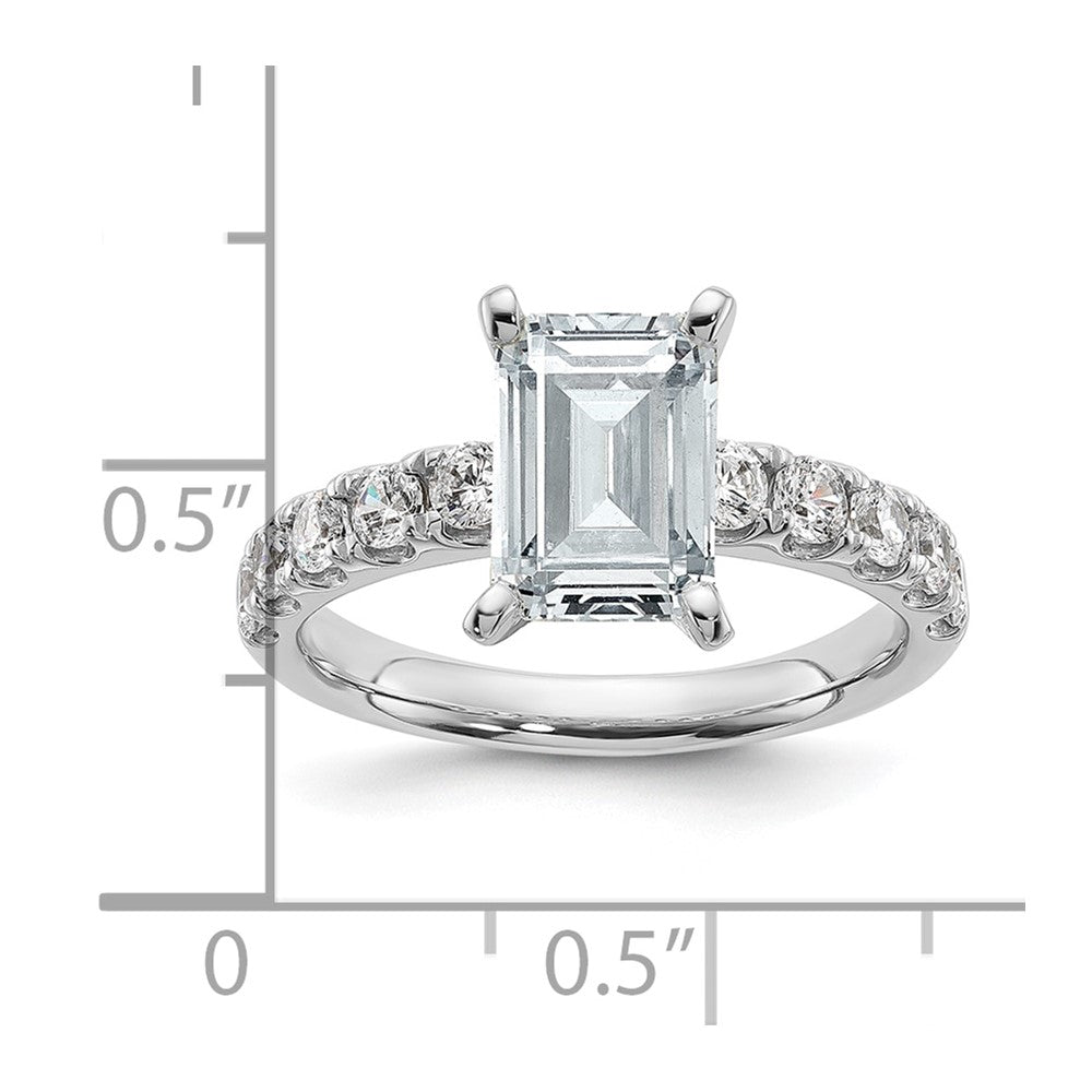 14k White Gold Cert 2 3/4ct Lab Grown Dia VS+ F+ Emerald Comp Eng Ring