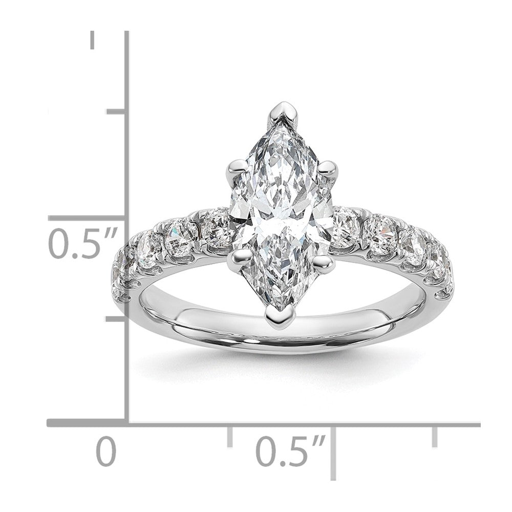 14kw Cert 2 3/4ct Lab Grown Diamond VS+ F+ Marquise Comp Eng Ring