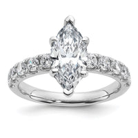 14kw Cert 2 3/4ct Lab Grown Diamond VS+ F+ Marquise Comp Eng Ring