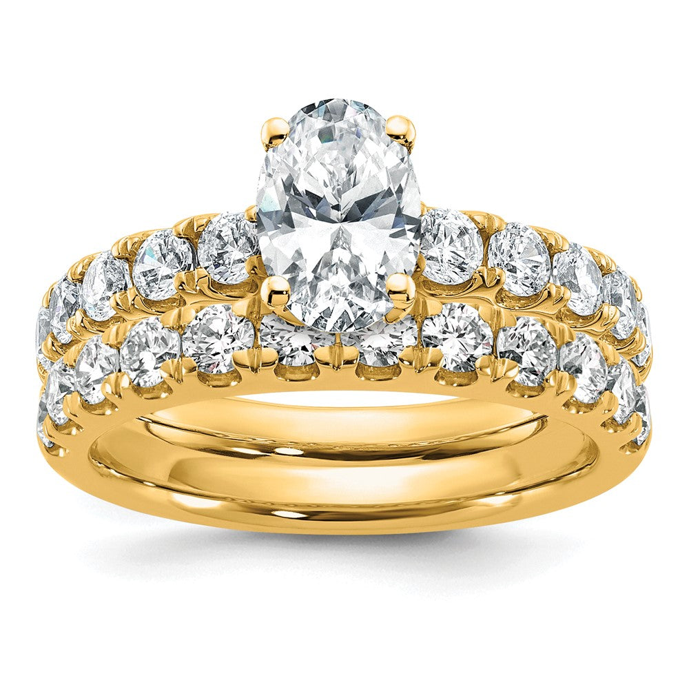 14k Cert 1 3/4ct Lab Grown Diamond VS+ F+ Oval Comp Eng Ring