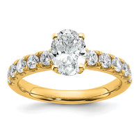 14k Cert 1 3/4ct Lab Grown Diamond VS+ F+ Oval Comp Eng Ring