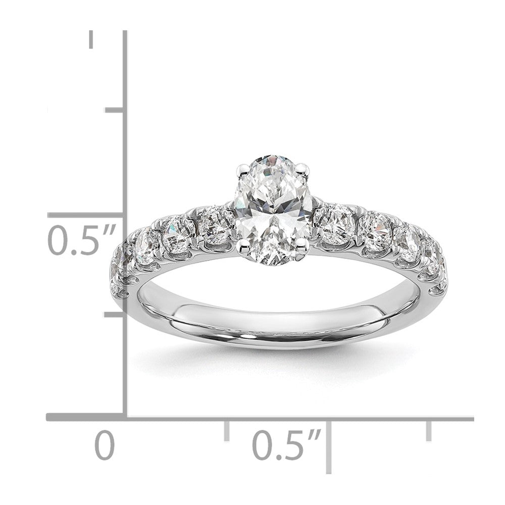 14k White Gold Cert 1 3/4ct Lab Grown Dia VS+ F+ Oval Comp Eng Ring