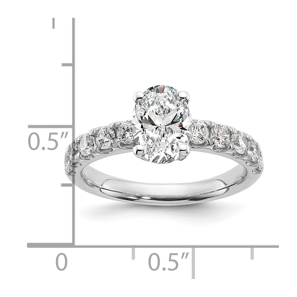 14k White Gold Cert 3 3/4ct Lab Grown Diamond VS+ F+ Oval Comp Eng Ring