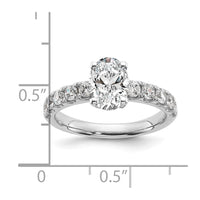 14k White Gold Cert 3 3/4ct Lab Grown Diamond VS+ F+ Oval Comp Eng Ring