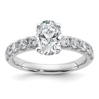 14k White Gold Cert 3 3/4ct Lab Grown Diamond VS+ F+ Oval Comp Eng Ring