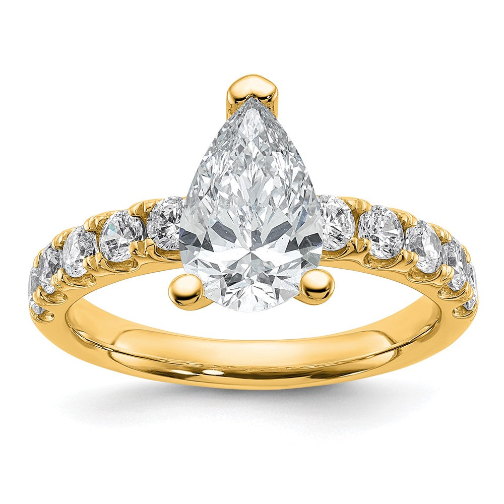 14k 2 1/5ct Cert Lab Grown Diamond VS+ F+ Pear Comp Eng Ring