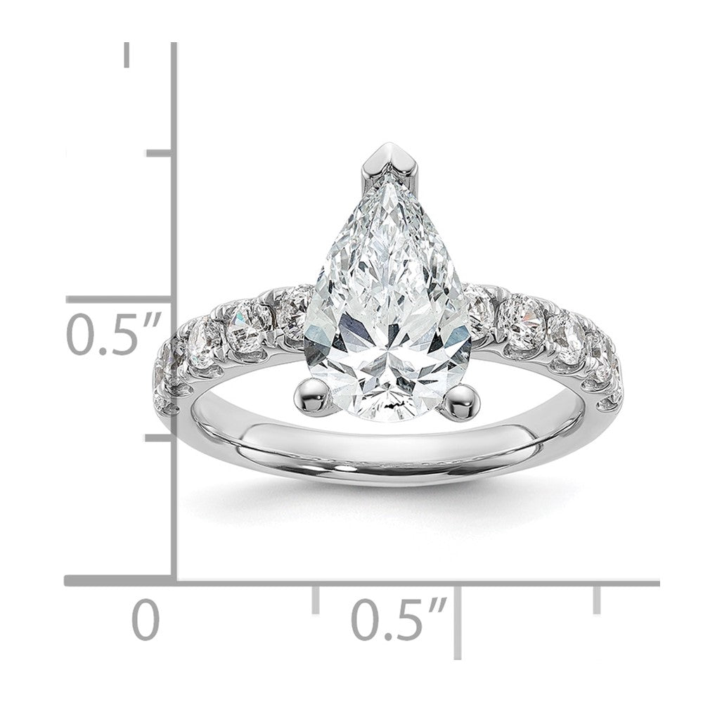 14k White Gold 2 3/4ct Cert Lab Grown Diamond VS+ F+ Pear Comp Eng Ring