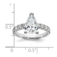14k White Gold 3 3/4ct Cert Lab Grown Diamond VS+ F+ Pear Comp Eng Ring