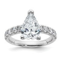 14k White Gold 3 3/4ct Cert Lab Grown Diamond VS+ F+ Pear Comp Eng Ring