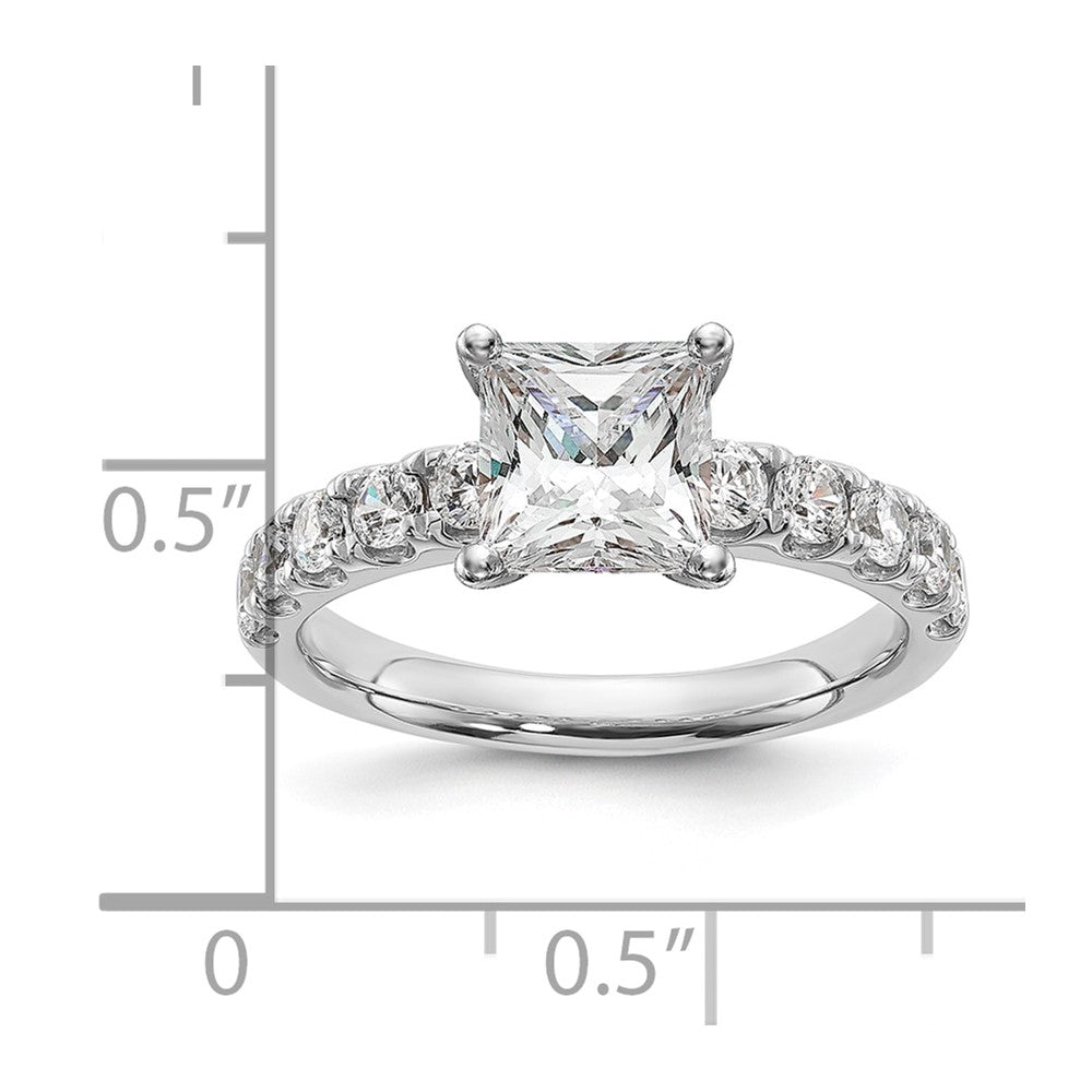 14k White Gold Cert 2 3/4ct Lab Grown Dia VS+ F+ Princess Comp Eng Ring