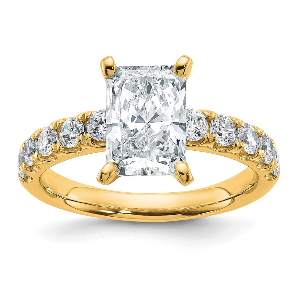 14k 2 3/4ct Certified Lab Grown Diamond VS+ F+ Radiant Comp Eng Ring