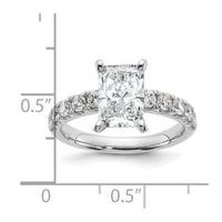 14k White Gold 3 3/4ct Cert Lab Grown Dia VS+ F+ Radiant Comp Eng Ring