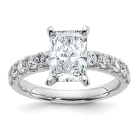 14k White Gold 3 3/4ct Cert Lab Grown Dia VS+ F+ Radiant Comp Eng Ring