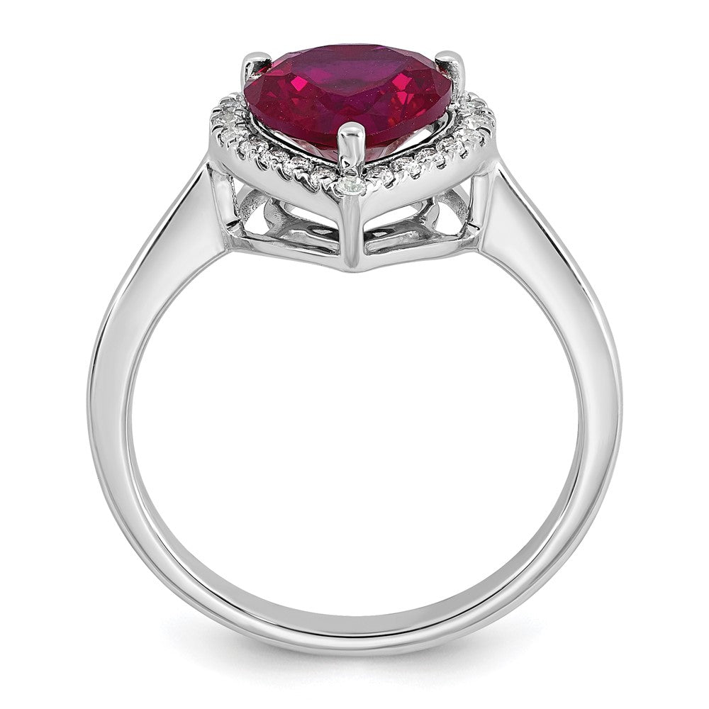 14kw 1/6ct Lab Grown Dia VS+ F+& Natural Ruby Comp Heart Ring
