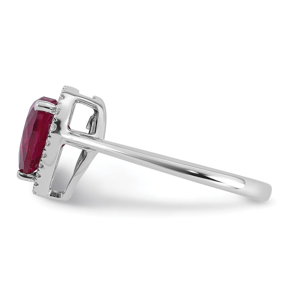 14kw 1/6ct Lab Grown Dia VS+ F+& Natural Ruby Comp Heart Ring