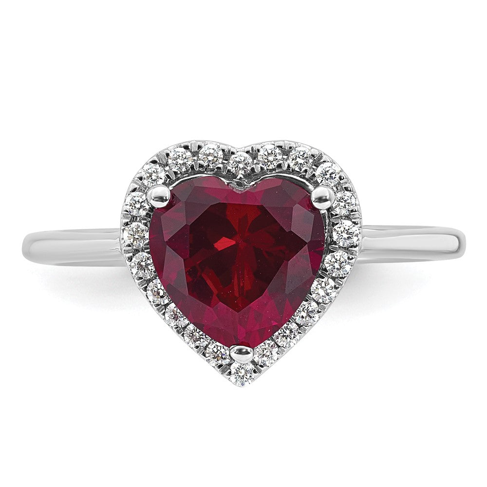 14kw 1/6ct Lab Grown Dia VS+ F+& Natural Ruby Comp Heart Ring