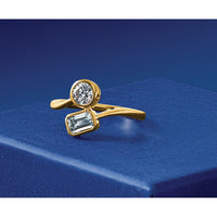 14k 1ct Lab Grown Diamond VS+ F+ Comp 2 Stone Bezel Set Fashion Ring