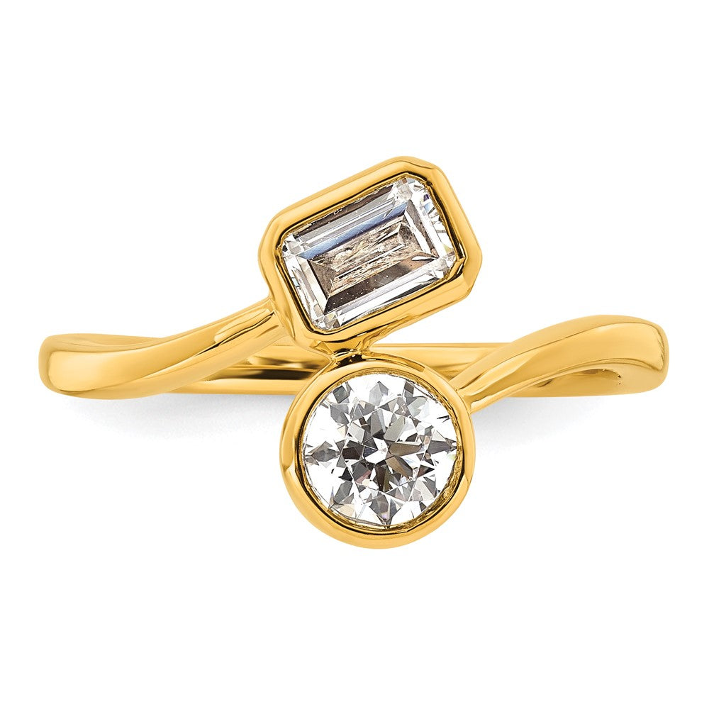 14k 1ct Lab Grown Diamond VS+ F+ Comp 2 Stone Bezel Set Fashion Ring