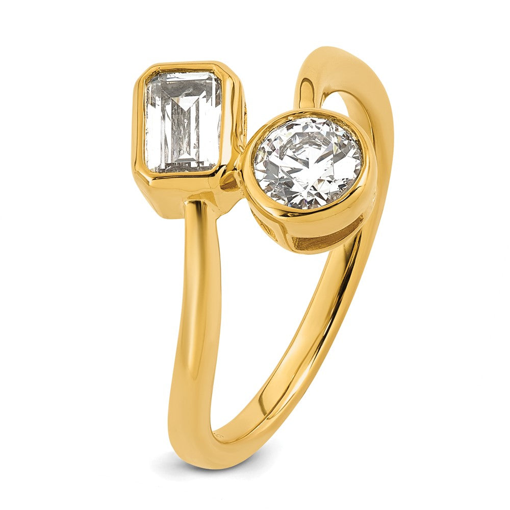 14k 1ct Lab Grown Diamond VS+ F+ Comp 2 Stone Bezel Set Fashion Ring