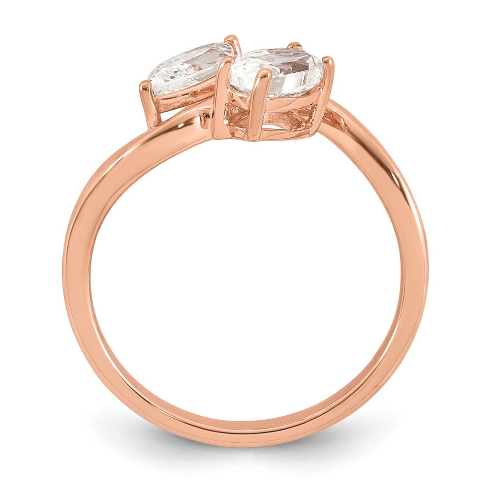 14k Rose Gold 1ct Lab Grown Diamond VS+ F+ Comp 2 Stone Fashion Ring