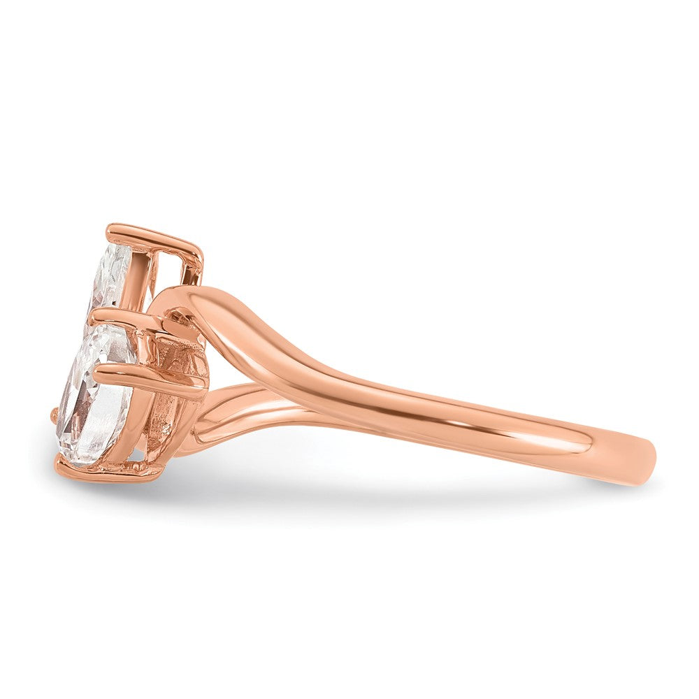 14k Rose Gold 1ct Lab Grown Diamond VS+ F+ Comp 2 Stone Fashion Ring