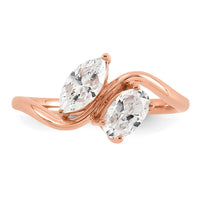 14k Rose Gold 1ct Lab Grown Diamond VS+ F+ Comp 2 Stone Fashion Ring