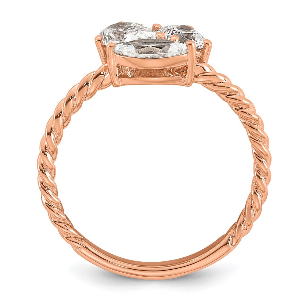 14k Rose Gold 1ct Lab Grown Diamond VS+ F+ Comp 3 Stone Fashion Ring