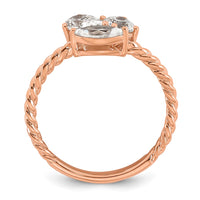 14k Rose Gold 1ct Lab Grown Diamond VS+ F+ Comp 3 Stone Fashion Ring