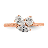 14k Rose Gold 1ct Lab Grown Diamond VS+ F+ Comp 3 Stone Fashion Ring