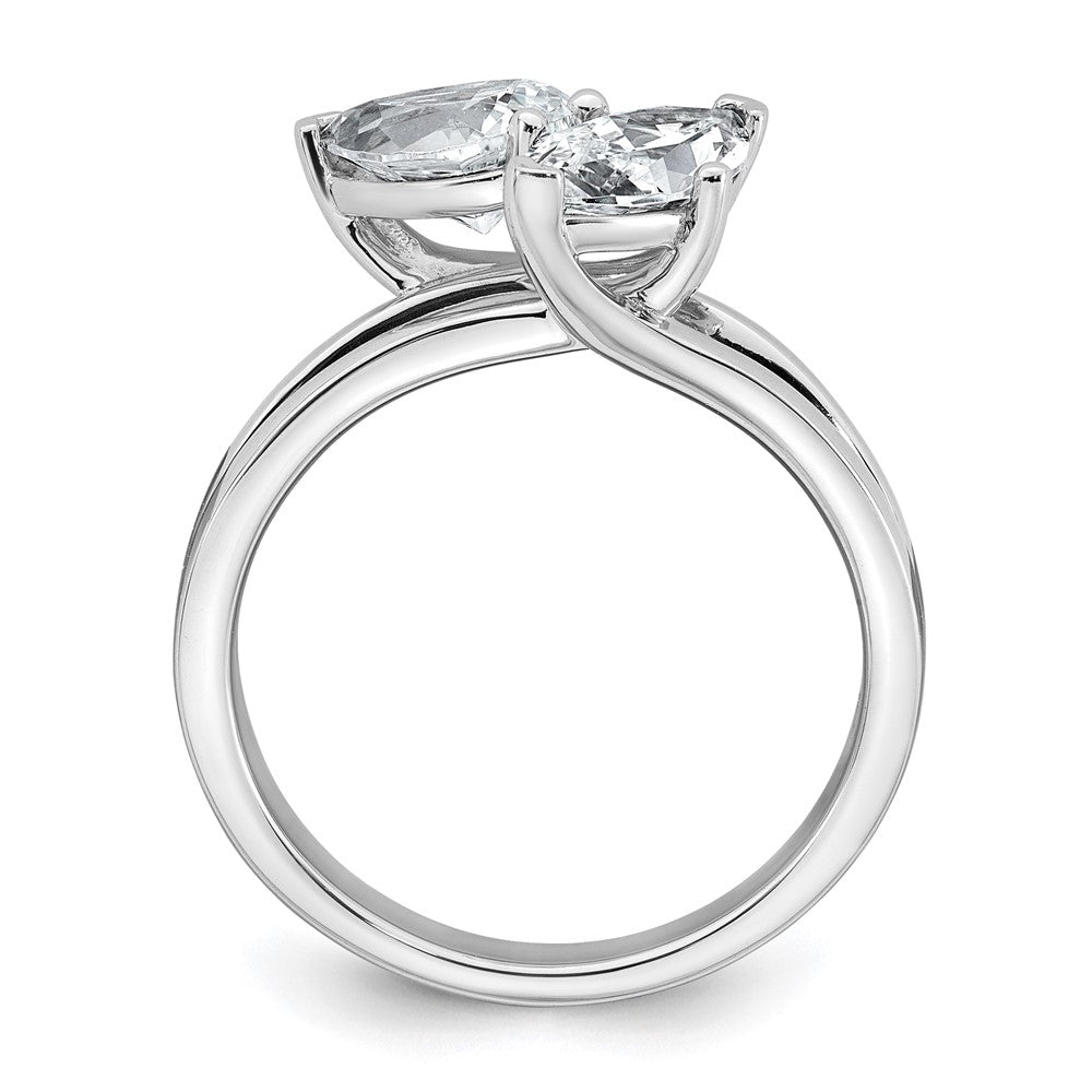 14kw 2ct Lab Grown Diamond VS+ F+ Marquise&Pear Comp 2 Stone Eng Ring