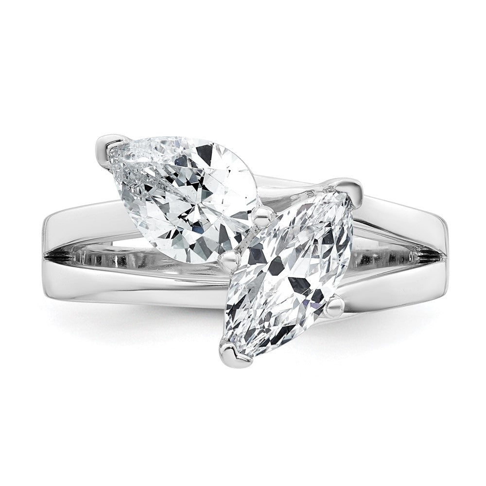 14kw 2ct Lab Grown Diamond VS+ F+ Marquise&Pear Comp 2 Stone Eng Ring