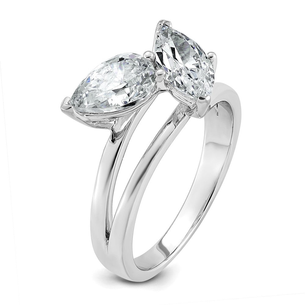 14kw 2ct Lab Grown Diamond VS+ F+ Marquise&Pear Comp 2 Stone Eng Ring