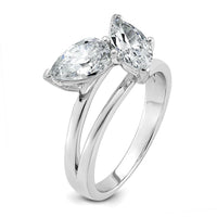 14kw 2ct Lab Grown Diamond VS+ F+ Marquise&Pear Comp 2 Stone Eng Ring