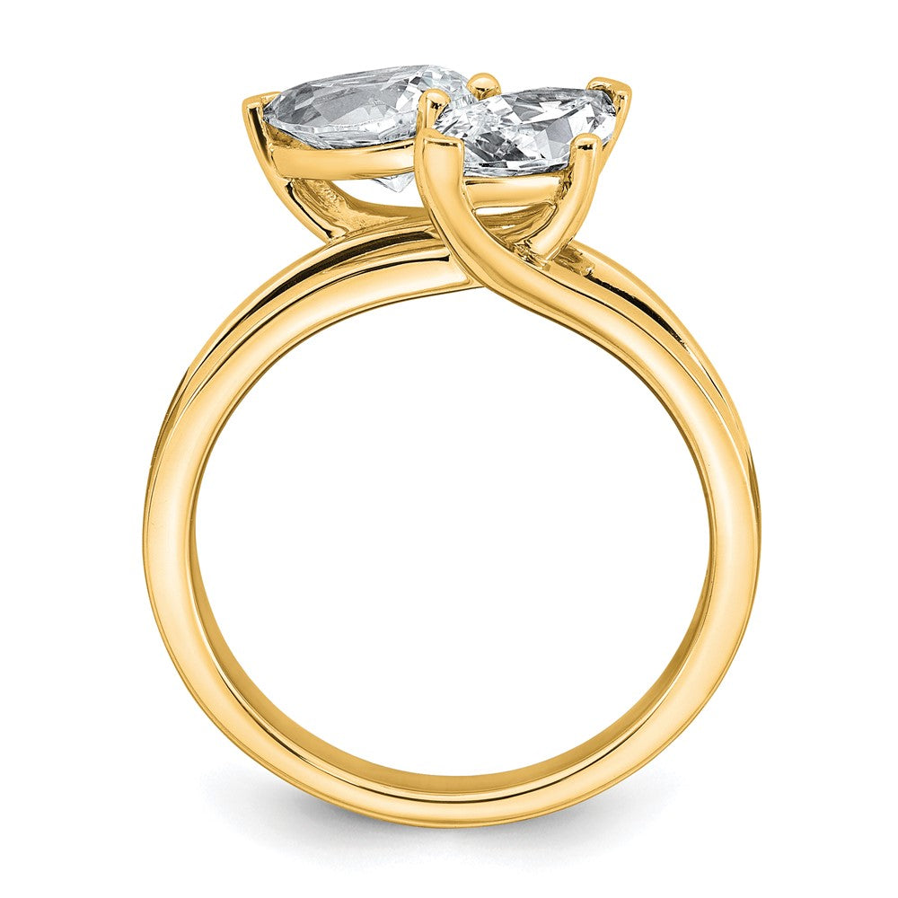 14k 2ct Lab Grown Diamond VS+ F+ Marquise&Pear Comp 2 Stone Eng Ring