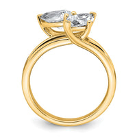 14k 2ct Lab Grown Diamond VS+ F+ Marquise&Pear Comp 2 Stone Eng Ring