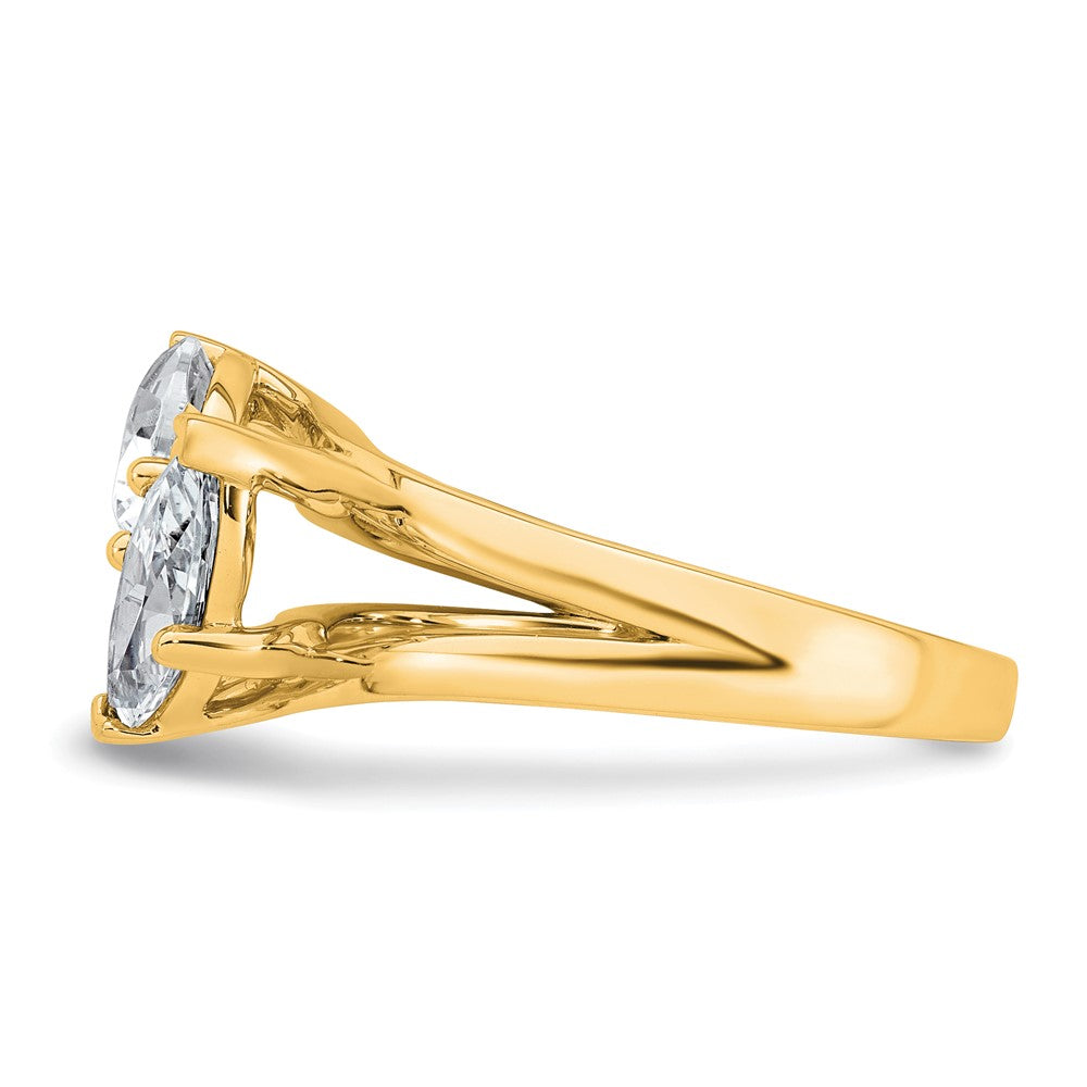 14k 2ct Lab Grown Diamond VS+ F+ Marquise&Pear Comp 2 Stone Eng Ring