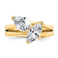 14k 2ct Lab Grown Diamond VS+ F+ Marquise&Pear Comp 2 Stone Eng Ring
