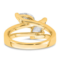 14k 2ct Lab Grown Diamond VS+ F+ Marquise&Pear Comp 2 Stone Eng Ring