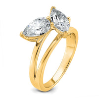 14k 2ct Lab Grown Diamond VS+ F+ Marquise&Pear Comp 2 Stone Eng Ring