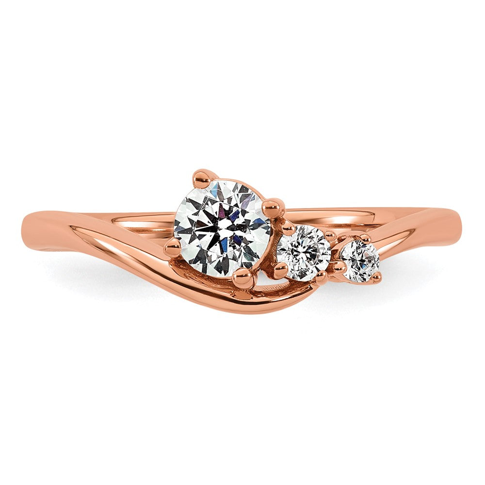14k Rose Gold 1/2ct Lab Grown Diamond VS+ F+ Round Comp Eng Ring