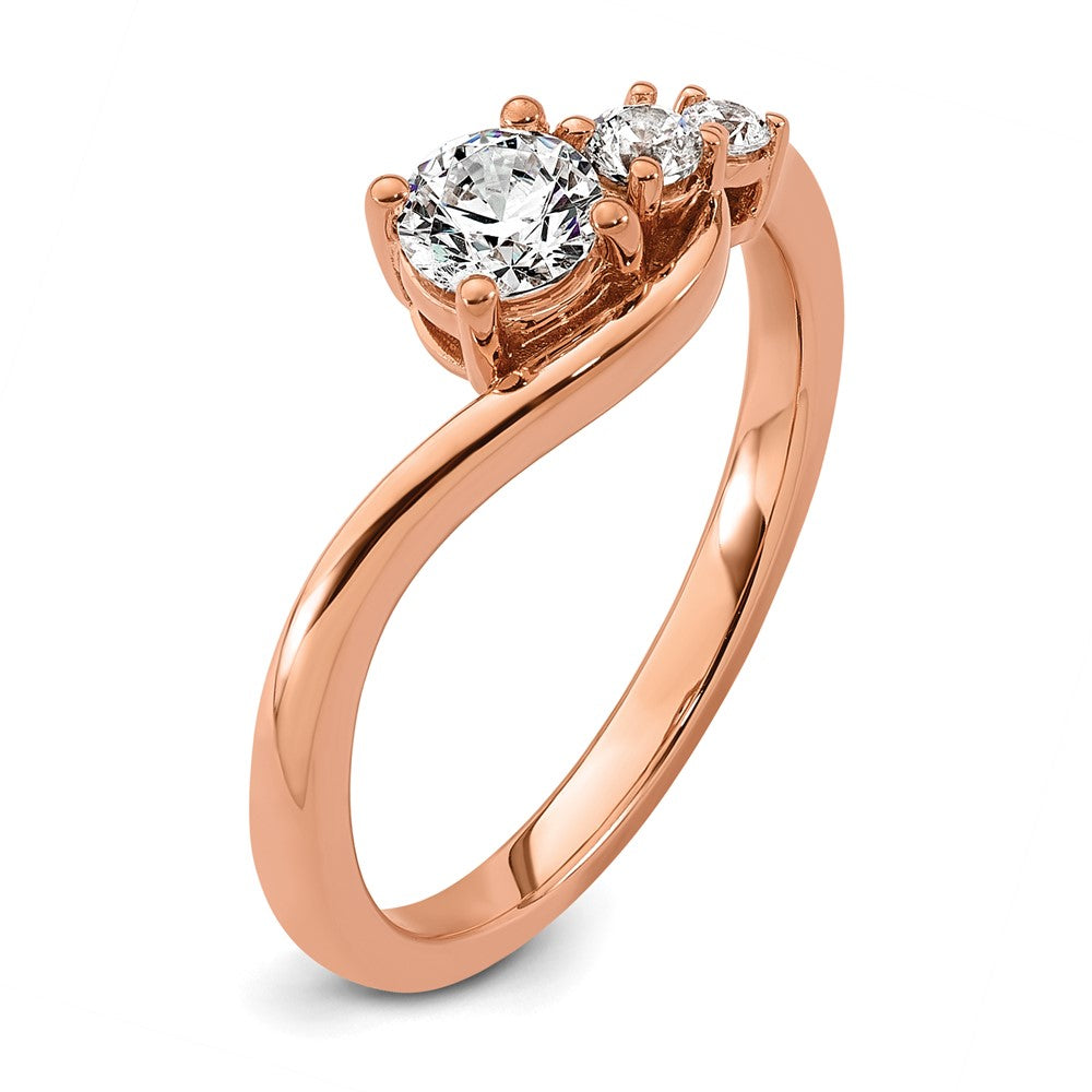 14k Rose Gold 1/2ct Lab Grown Diamond VS+ F+ Round Comp Eng Ring