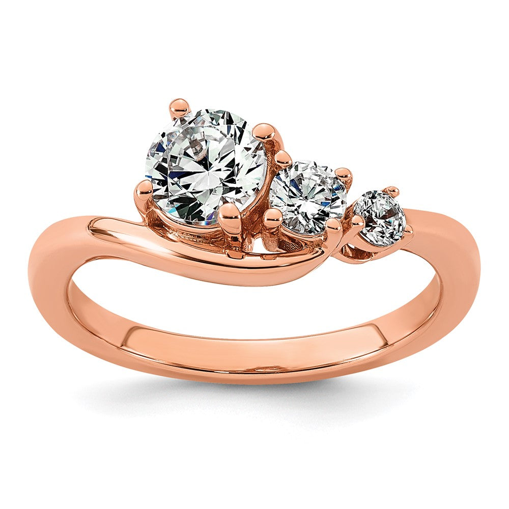 14k Rose Gold 1ct Lab Grown Diamond VS+ F+ Round Comp Eng Ring