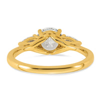 14k 1 3/8ct Lab Grown Diamond VS+ F+ Round w/Pear Comp 3 Stone Eng Ring