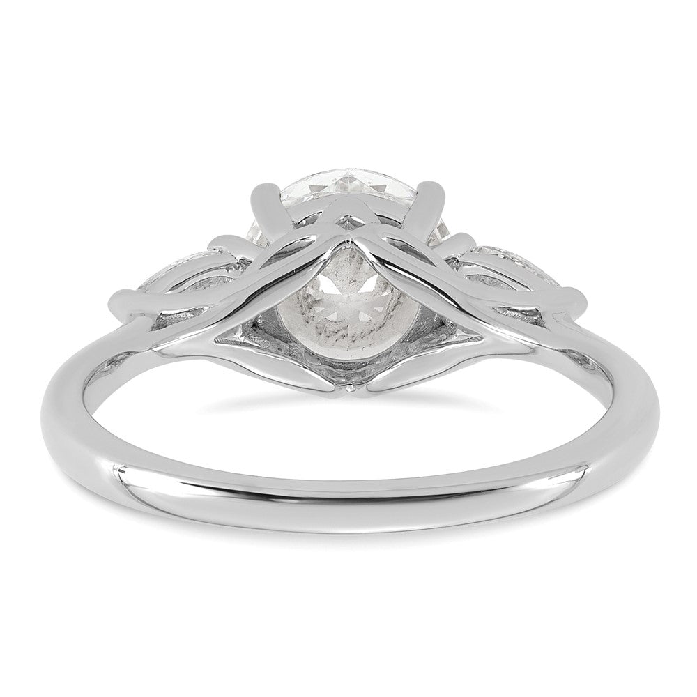 14kw 1 7/8ct Lab Grown Diamond VS+ F+ Round w/Pear Comp 3 Stone Eng Ring