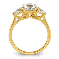 14k 1 7/8ct Cert Lab Grown Dia VS+ F+ Round w/Pear Comp 3 Stone Eng Ring