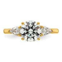 14k 1 7/8ct Cert Lab Grown Dia VS+ F+ Round w/Pear Comp 3 Stone Eng Ring