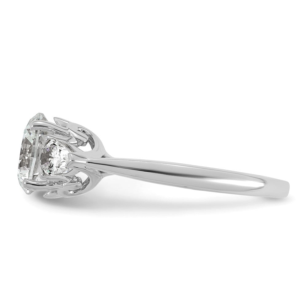14kw 2 1/2ct Cert Lab Grown Dia VS+ F+ Round w/Pear Comp 3 Stone Eng Ring